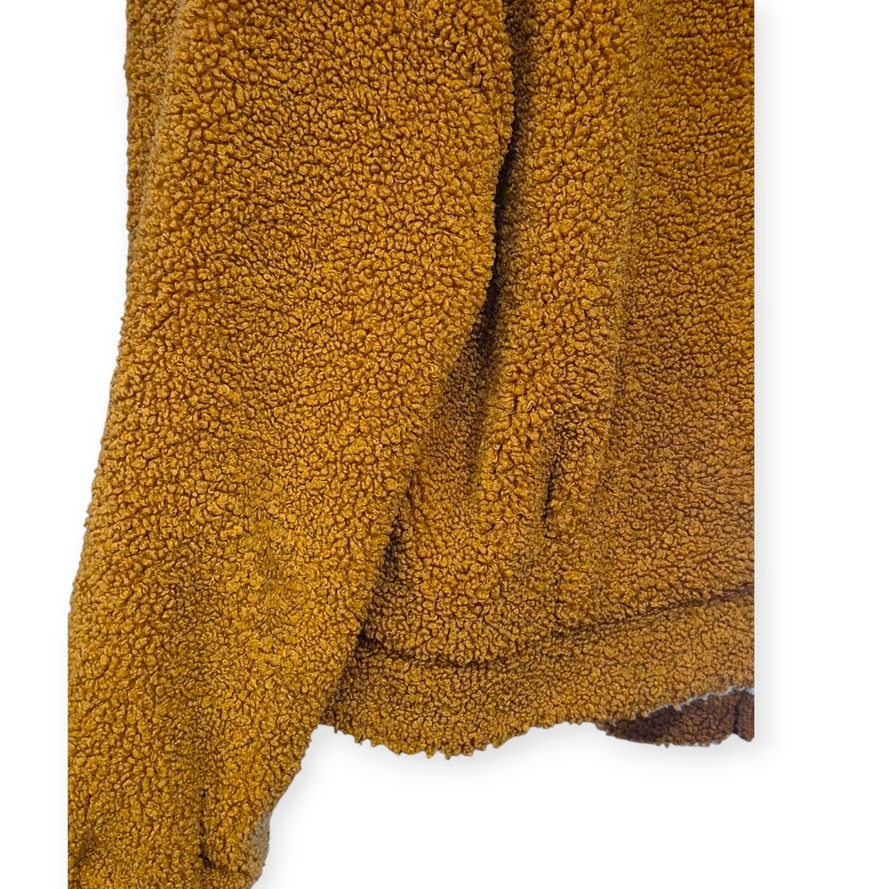 Sanctuary Faux Sherpa Cropped Trucker Jkt Teddy Fleece Button Front Camel Sz XL - Picture 7 of 9